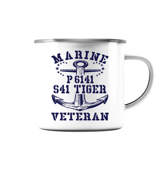 P6141 S41 TIGER Marine Veteran - Emaille Tasse (Silber)