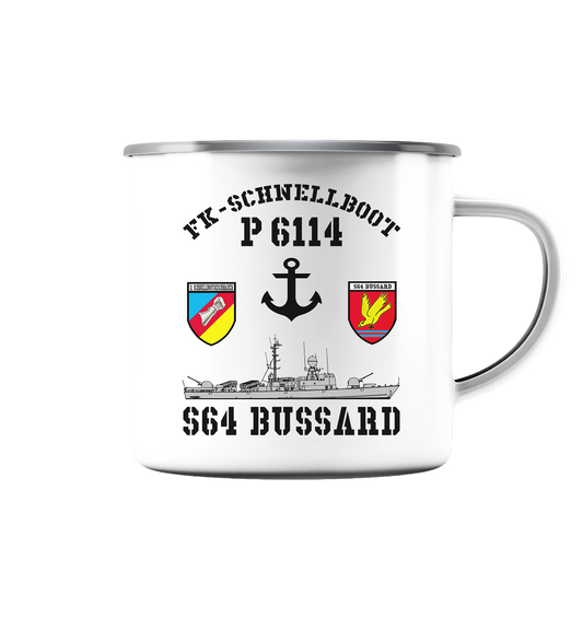 FK-Schnellboot P6114 BUSSARD 2.SG Anker - Emaille Tasse (Silber)