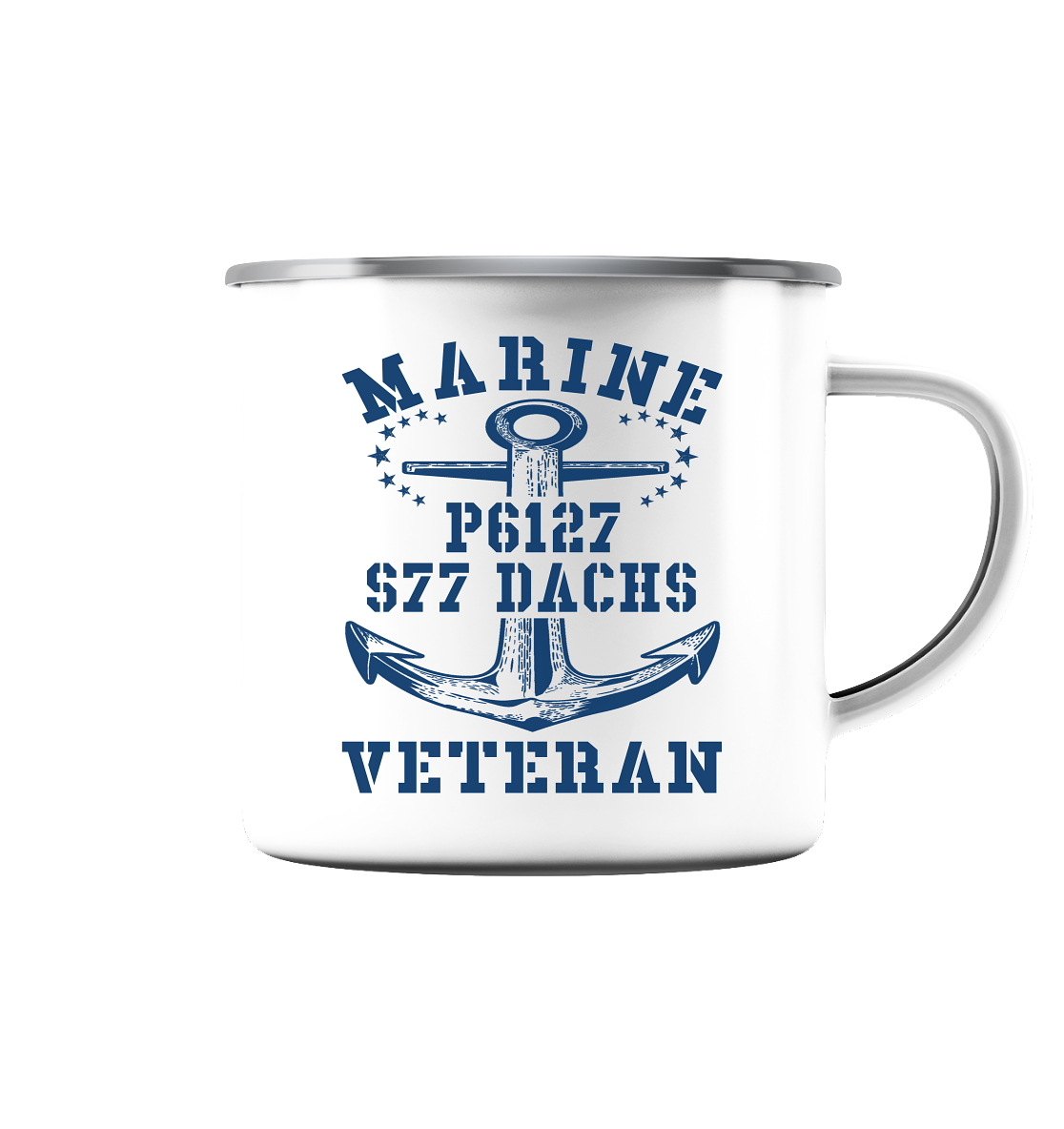 FK-Schnellboot P6127 DACHS Marine Veteran - Emaille Tasse (Silber)