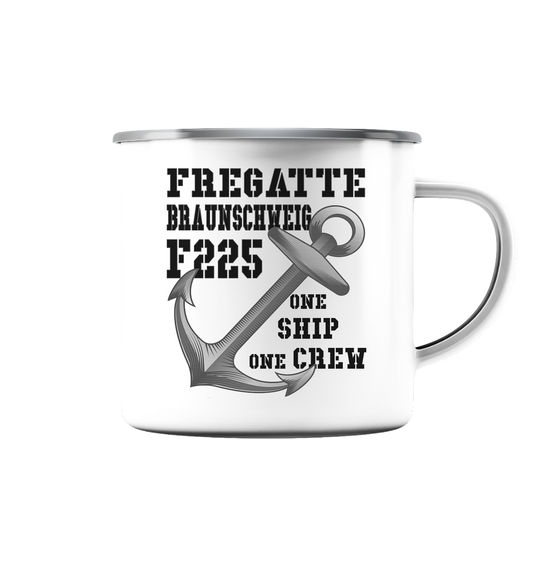 Fregatte F225 BRAUNSCHWEIG  one ship - one crew - Emaille Tasse (Silber)