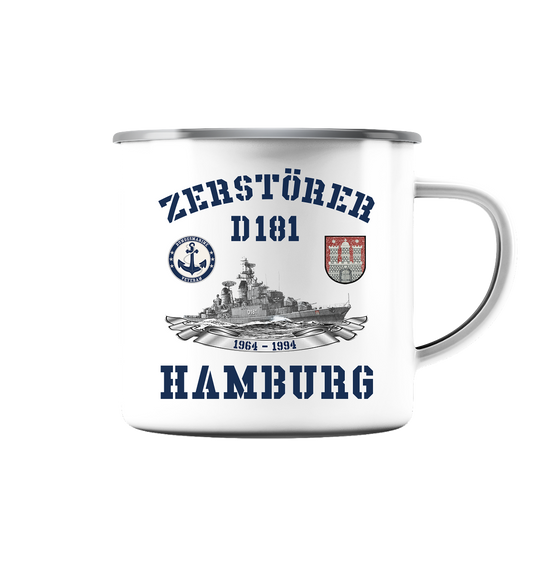 Zerstörer D181 HAMBURG Bundesmarine Veteran - Emaille Tasse (Silber)