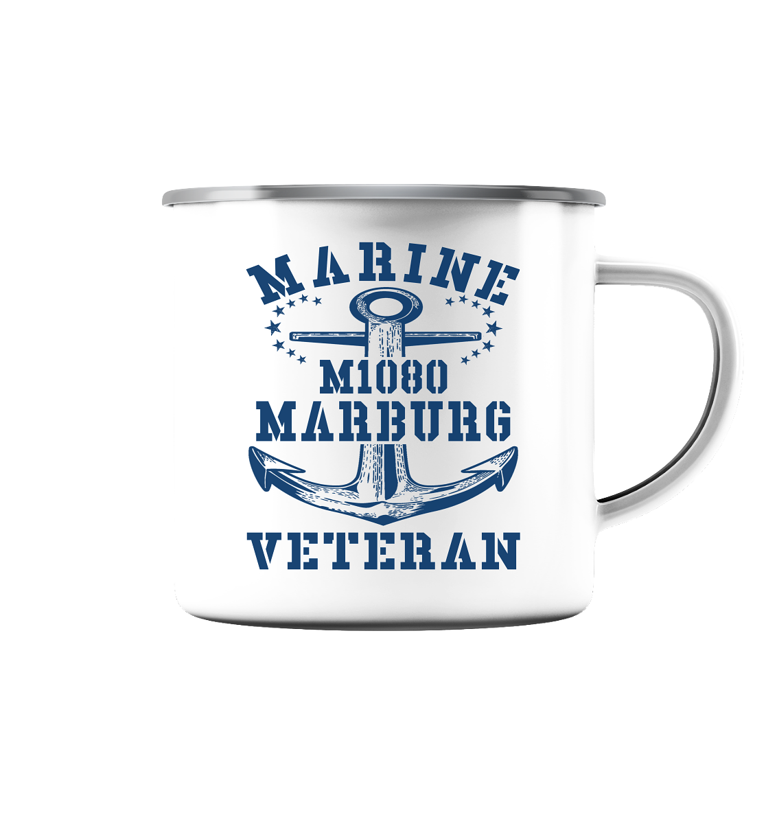 MARINE VETERAN M1080 MARBURG - Emaille Tasse (Silber)