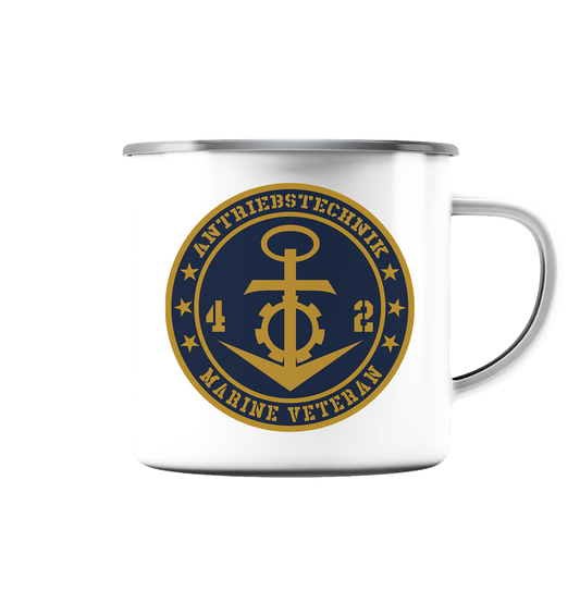 Marine Veteran 42er ANTRIEBSTECHNIK - Emaille Tasse (Silber)