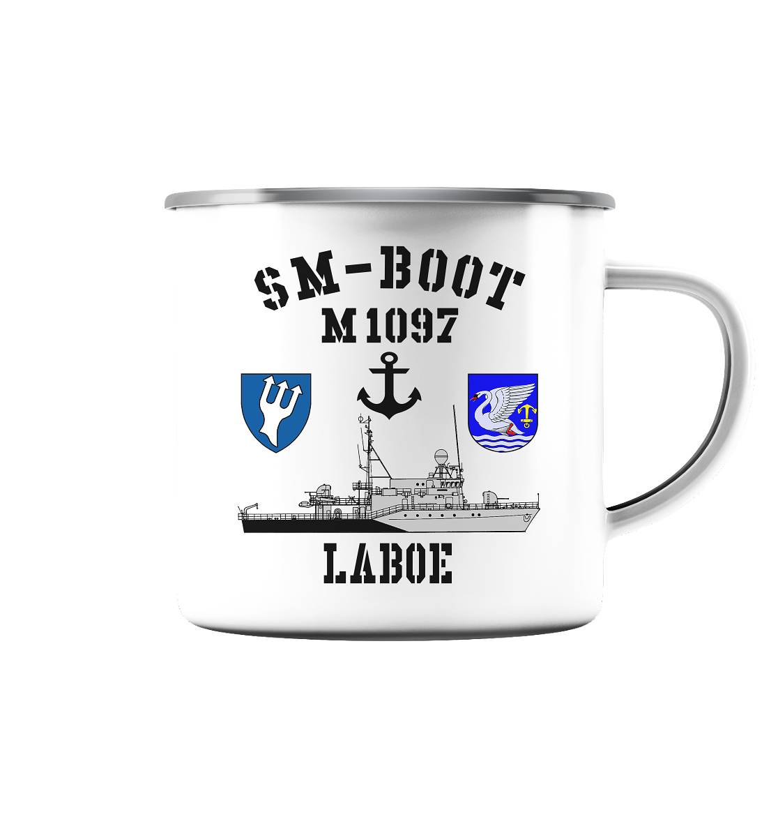 SM-Boot M1097 LABOE Anker - Emaille Tasse (Silber)
