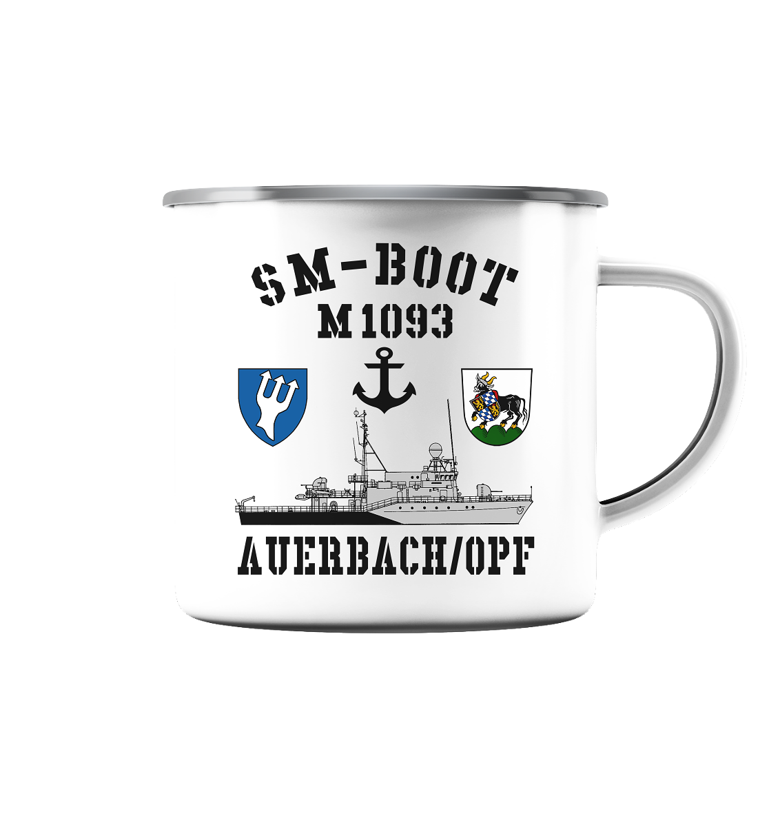 SM-Boot M1093 AUERBACH/OPF Anker - Emaille Tasse (Silber)