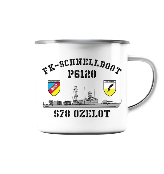 P6128 S78 OZELOT 2.SG - Emaille Tasse (Silber)