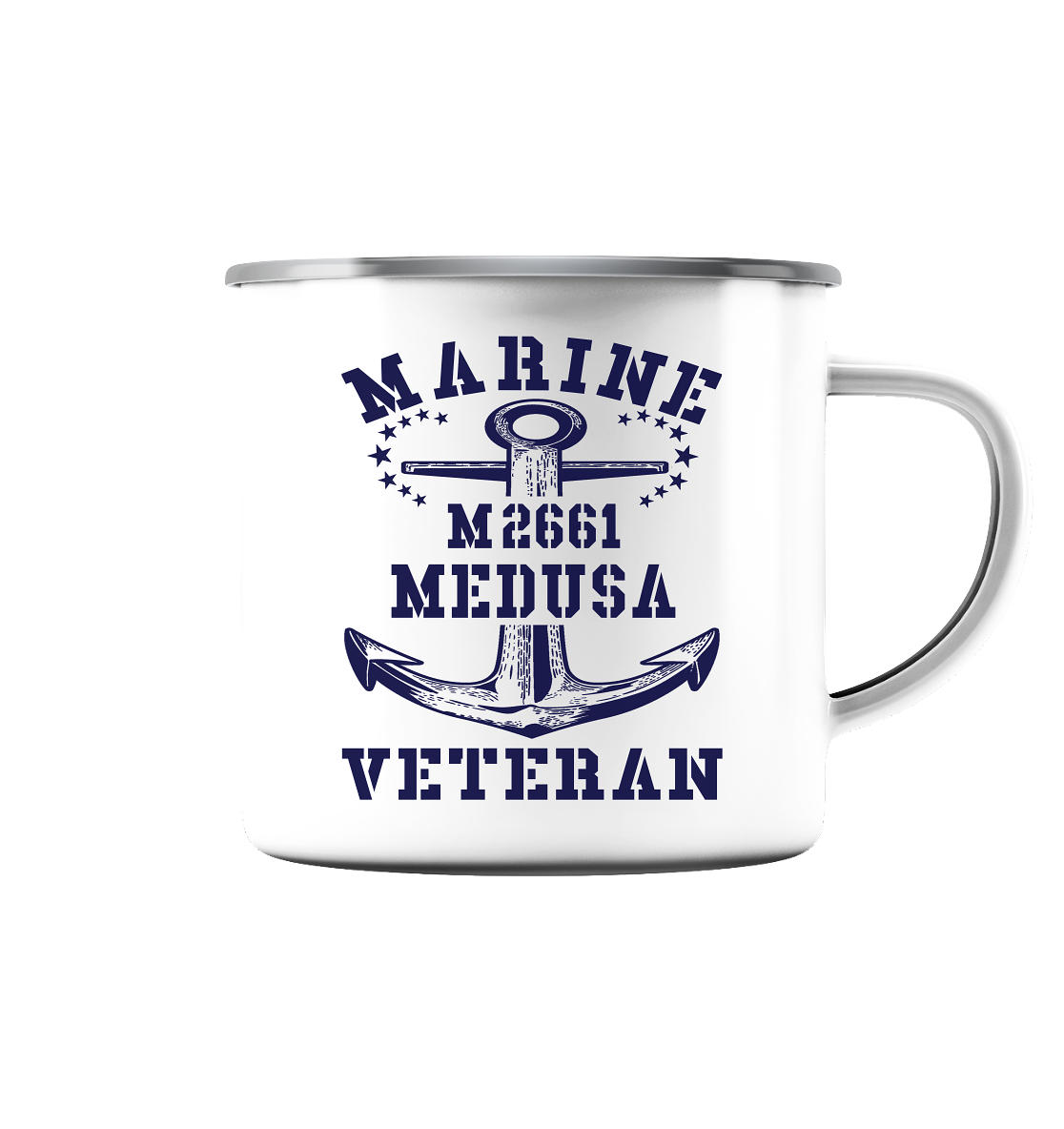 BiMi M2661 MEDUSA Marine Veteran - Emaille Tasse (Silber)