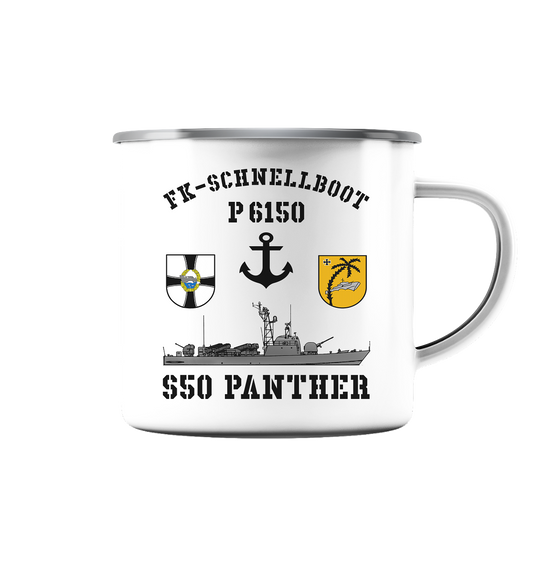 P6150 S50 PANTHER - Emaille Tasse (Silber)