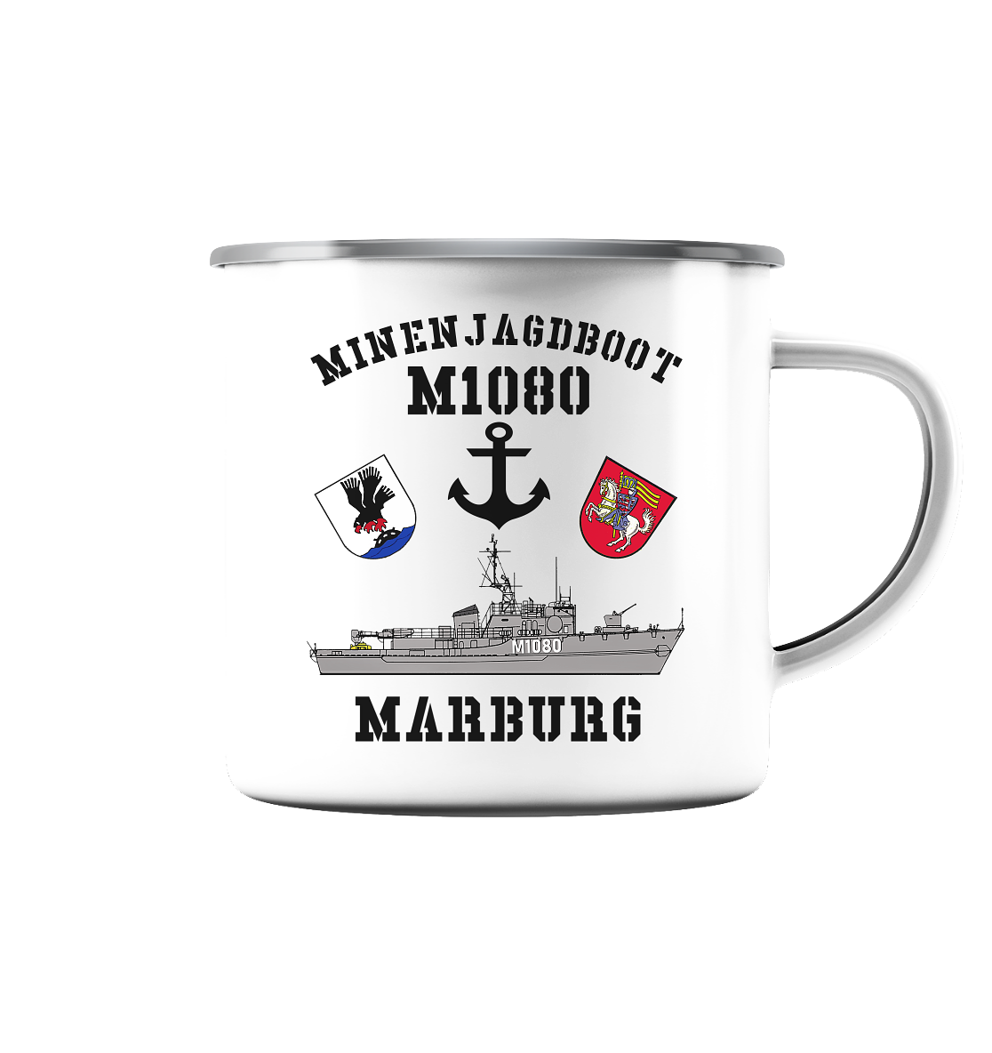 Mij.-Boot M1080 MARBURG - Emaille Tasse (Silber)