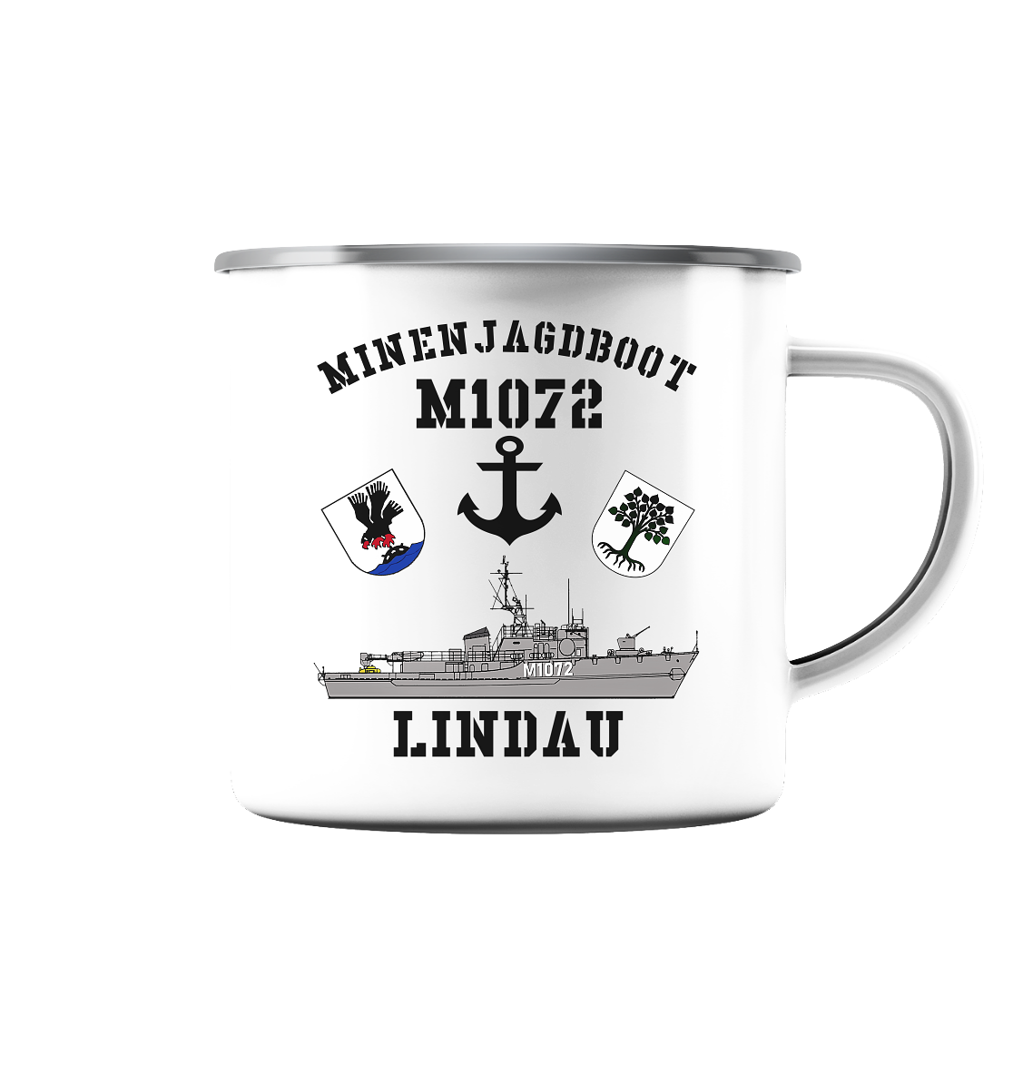 Mij.-Boot M1072 LINDAU - Emaille Tasse (Silber)