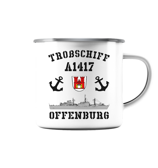 Troßschiff A1417 OFFENBURG - Emaille Tasse (Silber)