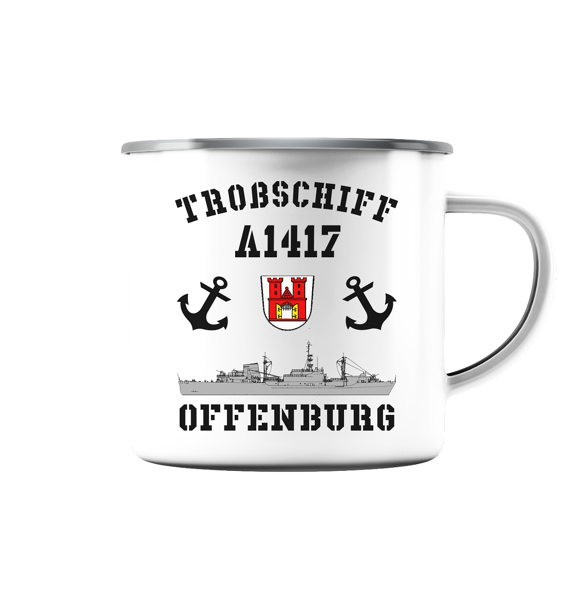 Troßschiff A1417 OFFENBURG - Emaille Tasse (Silber)