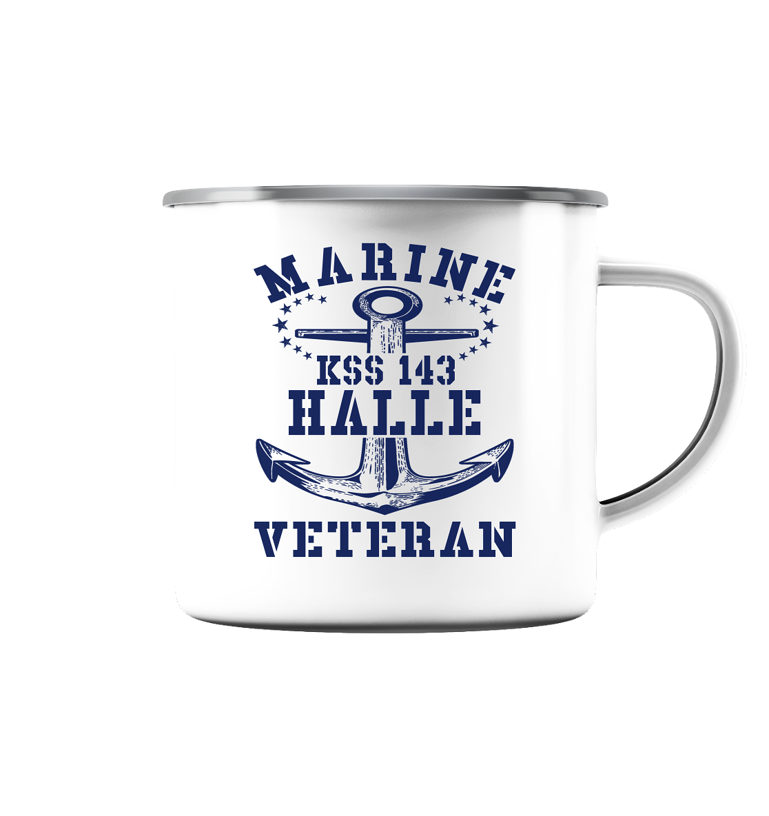 KSS 143 HALLE Marine Veteran - Emaille Tasse (Silber)