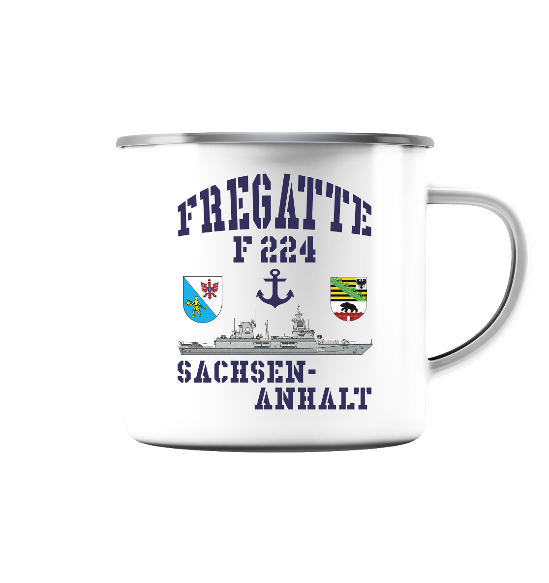 Fregatte F224 SACHSEN-ANHALT Anker - Emaille Tasse (Silber)
