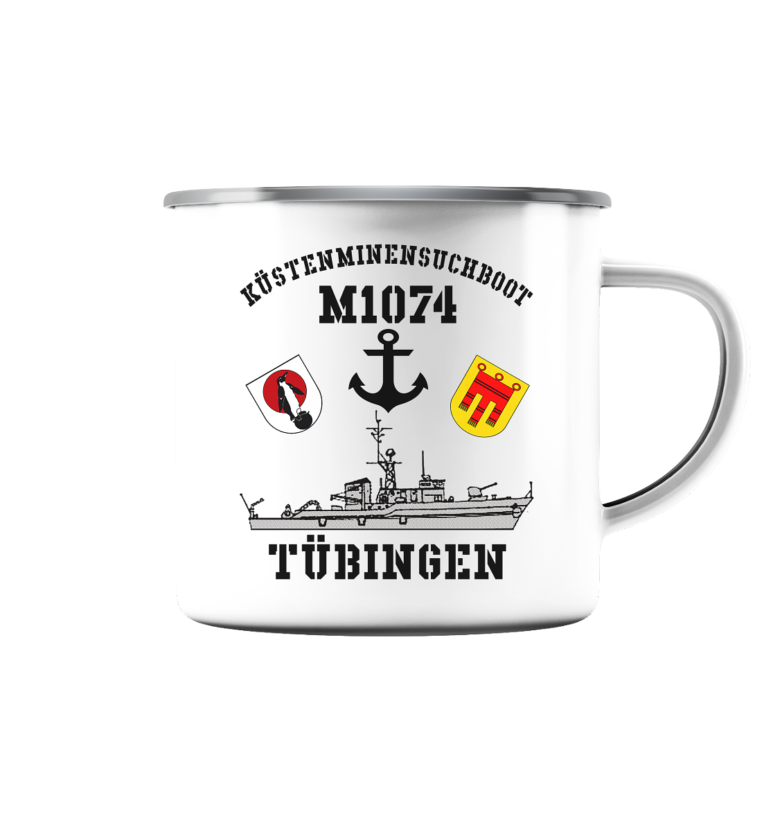 KM-Boot M1074 TÜBINGEN Anker - Emaille Tasse (Silber)