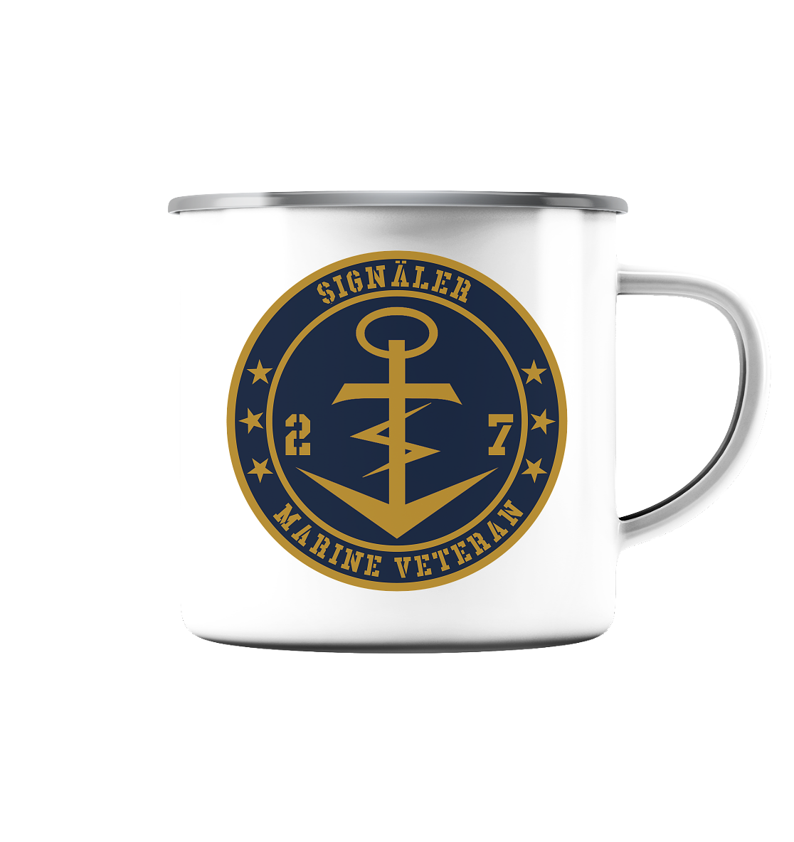 Marine Veteran 27er SIGNÄLER - Emaille Tasse (Silber)