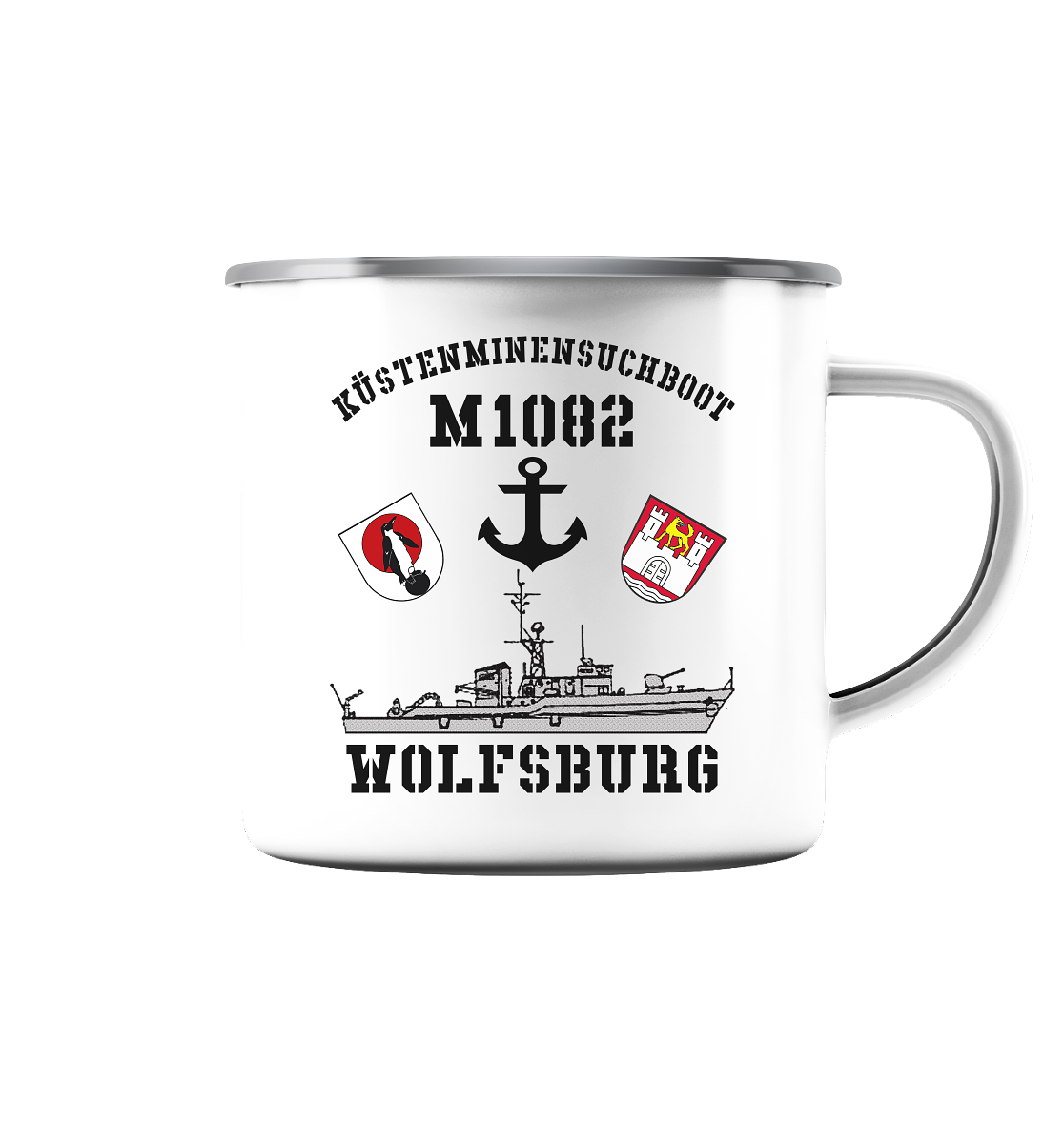 KM-Boot M1082 WOLFSBURG Anker - Emaille Tasse (Silber)