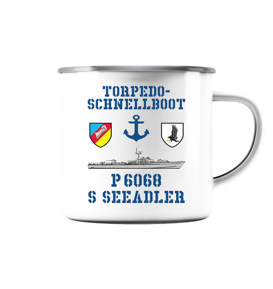 Torpedo-Schnellboot P6068 SEEADLER Anker - Emaille Tasse (Silber)