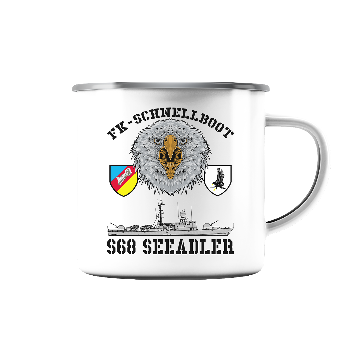 S68 SEEADLER - Emaille Tasse (Silber)