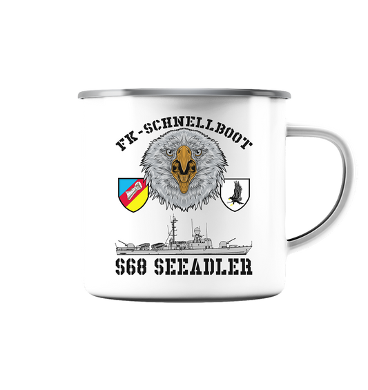 S68 SEEADLER - Emaille Tasse (Silber)