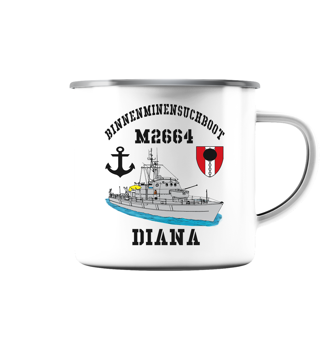 BiMi M2664 DIANA 7.MSG Anker - Emaille Tasse (Silber)