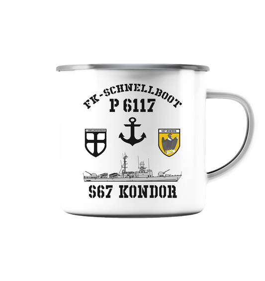FK-Schnellboot P6117 KONDOR 7.SG Anker - Emaille Tasse (Silber)
