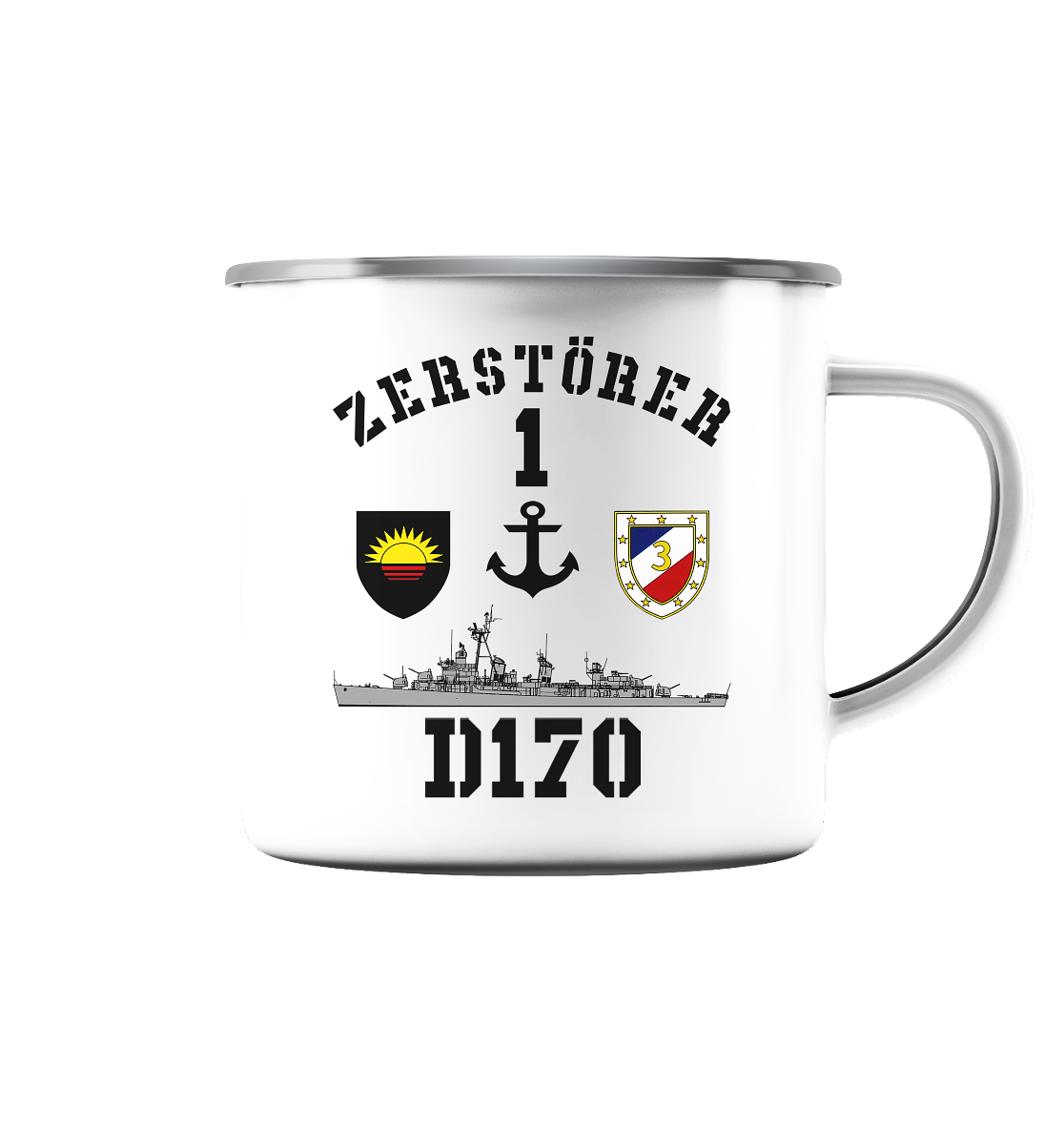 D170 ZERSTÖRER 1 Anker - Emaille Tasse (Silber)