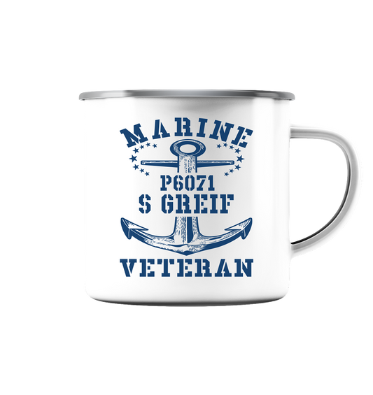 P6071 S GREIF Marine Veteran - Emaille Tasse (Silber)
