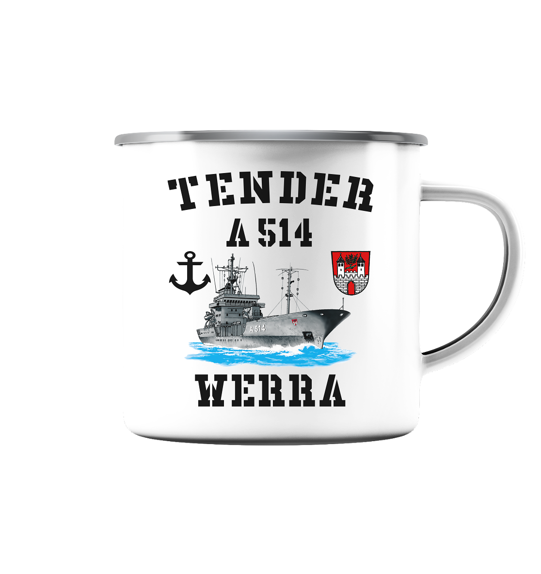 Tender A514 WERRA Anker - Emaille Tasse (Silber)