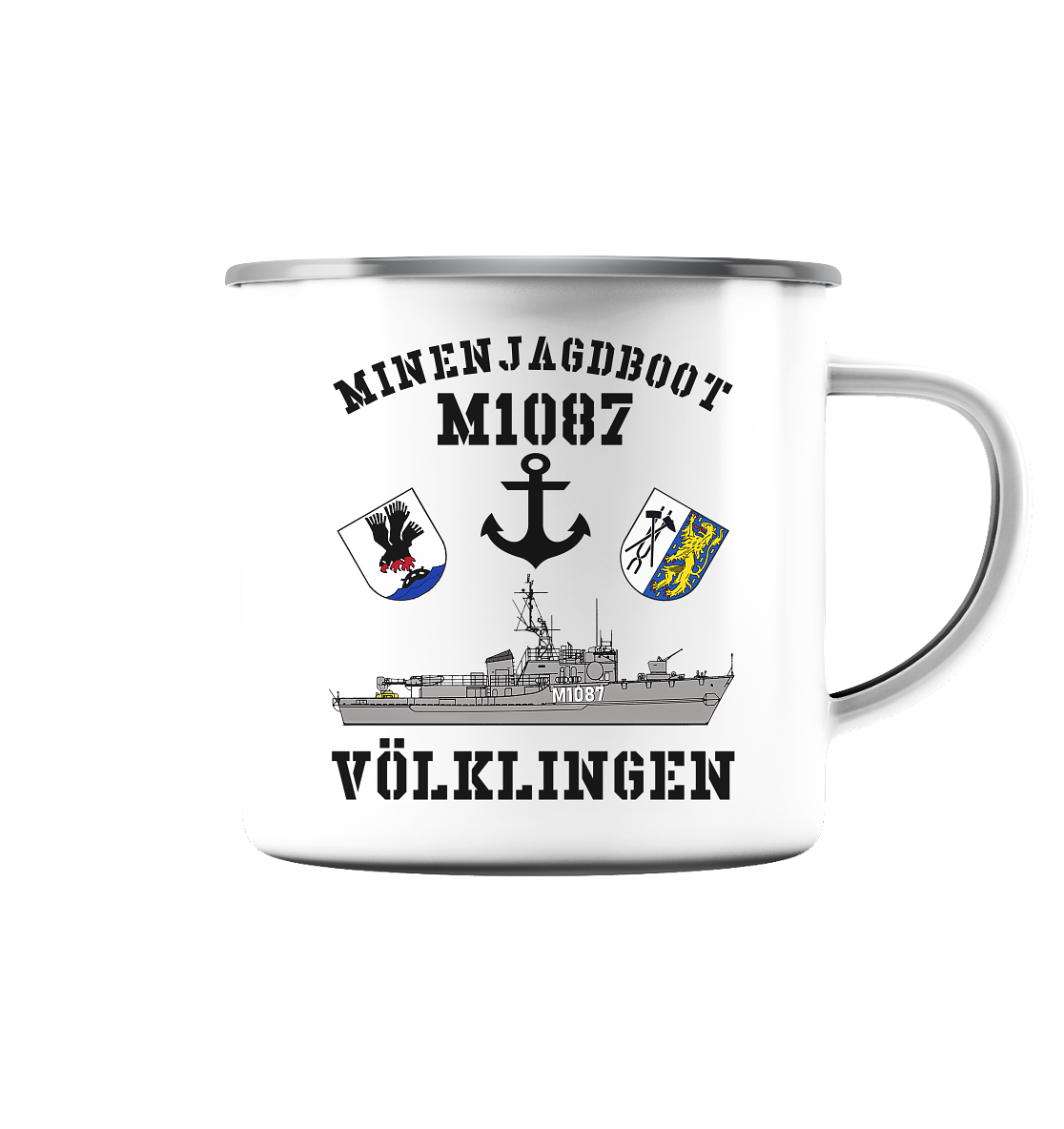 Mij.-Boot M1087 VÖLKLINGEN - Emaille Tasse (Silber)