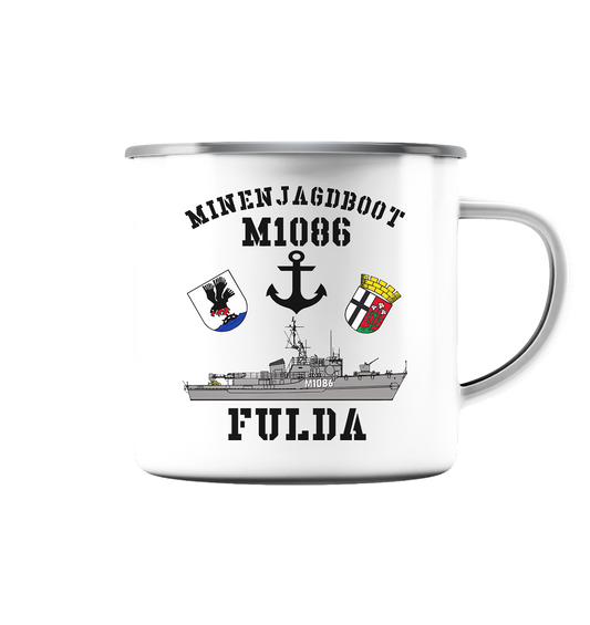Mij.-Boot M1086 FULDA - Emaille Tasse (Silber)