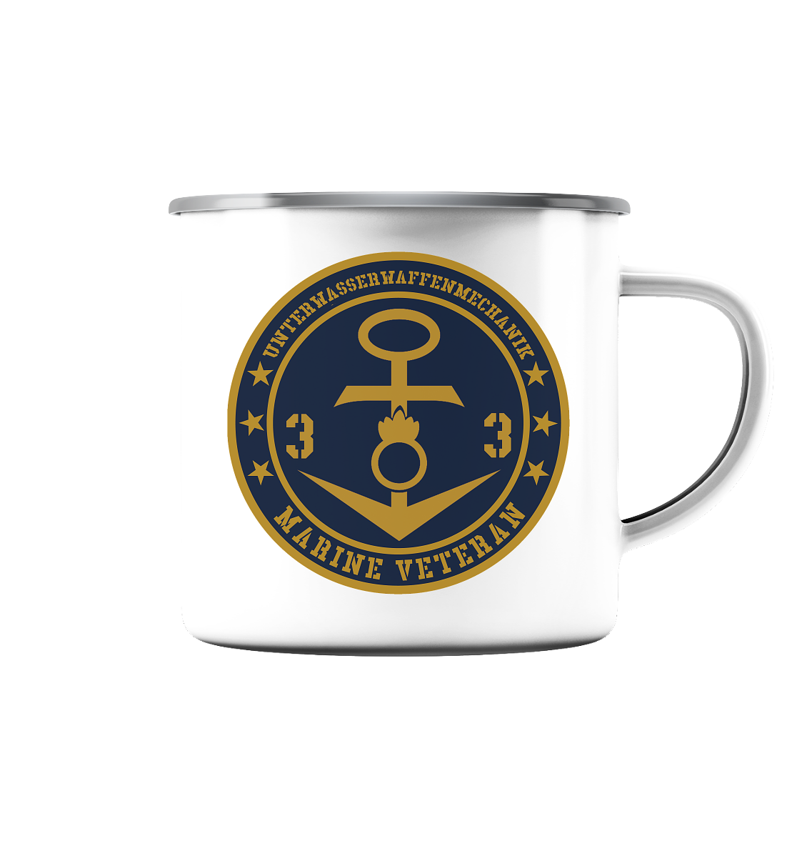 Marine Veteran 33er UNTERWASSERWAFFENMECHANIK - Emaille Tasse (Silber)