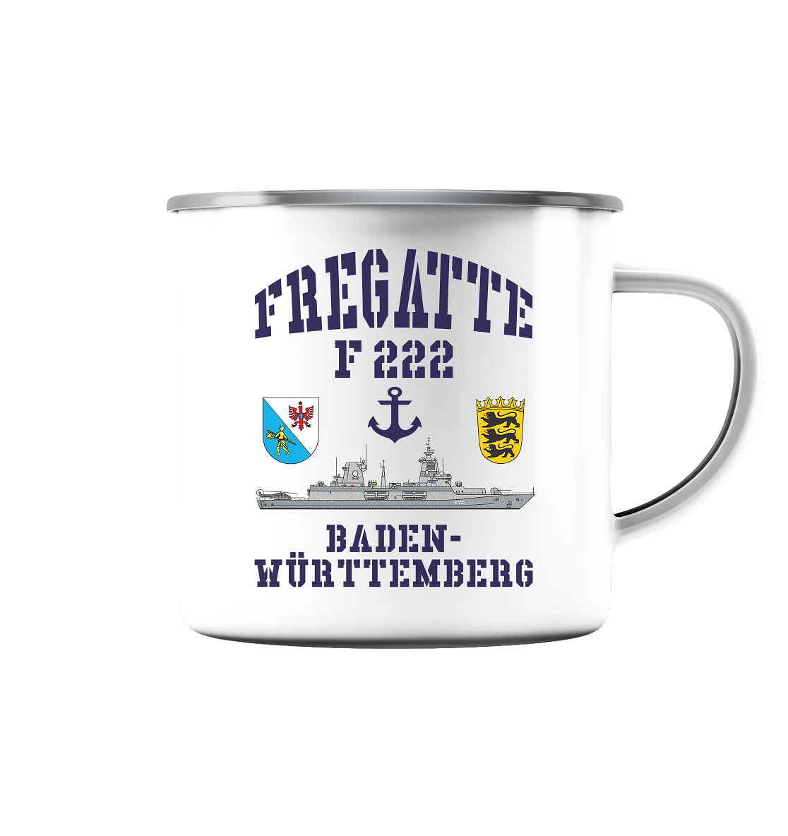 Fregatte F222 BADEN-WÜRTTEMBERG Anker - Emaille Tasse (Silber)