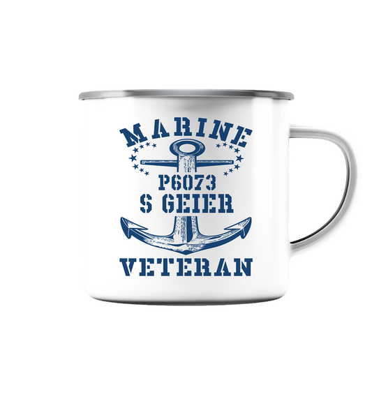 P6073 S GEIER Marine Veteran - Emaille Tasse (Silber)