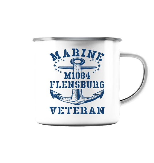 Marine Veteran M1084 FLENSBURG - Emaille Tasse (Silber)