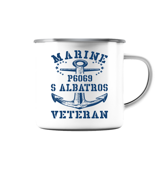 P6069 S ALBATROS Marine Veteran - Emaille Tasse (Silber)