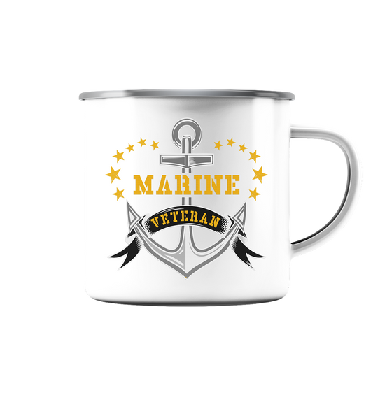 Anker Marine Veteran - Emaille Tasse (Silber)
