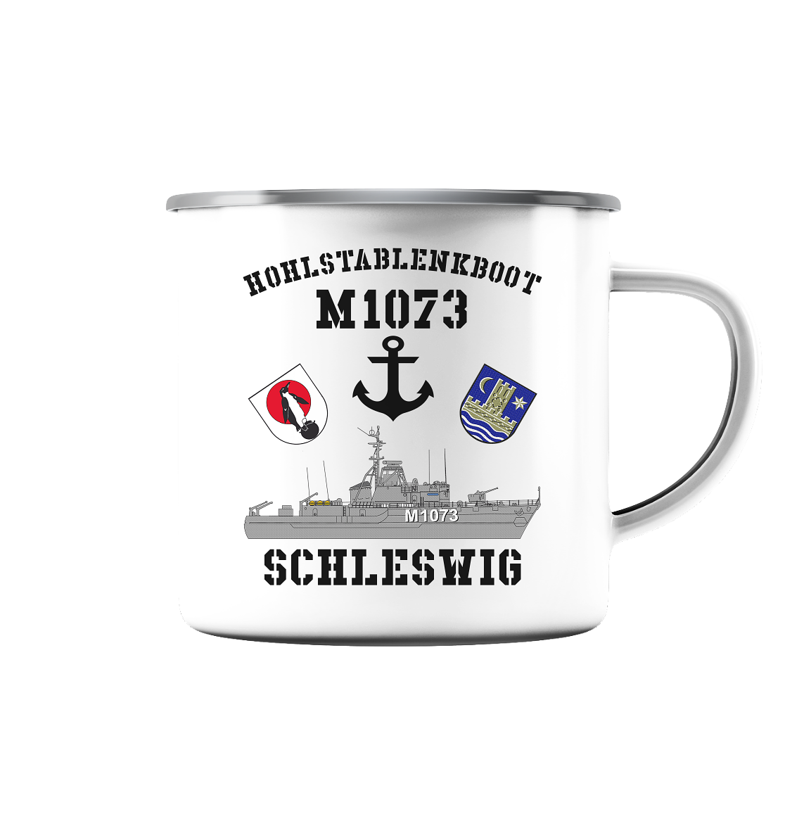 M1073 HL-Boot SCHLESWIG - Emaille Tasse (Silber)