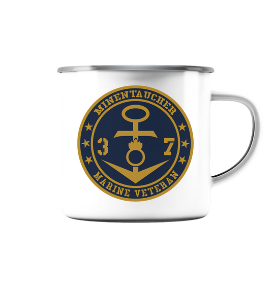 Marine Veteran 37er MINENTAUCHER - Emaille Tasse (Silber)