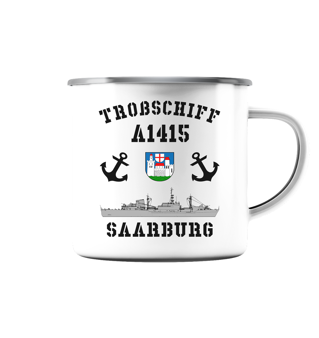 Troßschiff A1415 SAARBURG - Emaille Tasse (Silber)