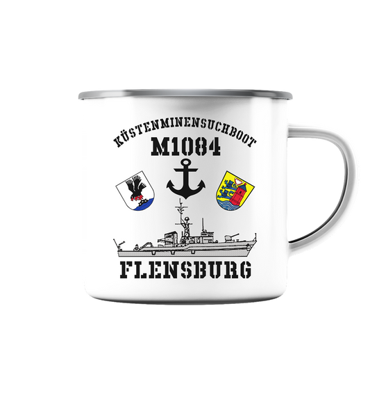 KM-Boot M1084 FLENSBURG - Emaille Tasse (Silber)