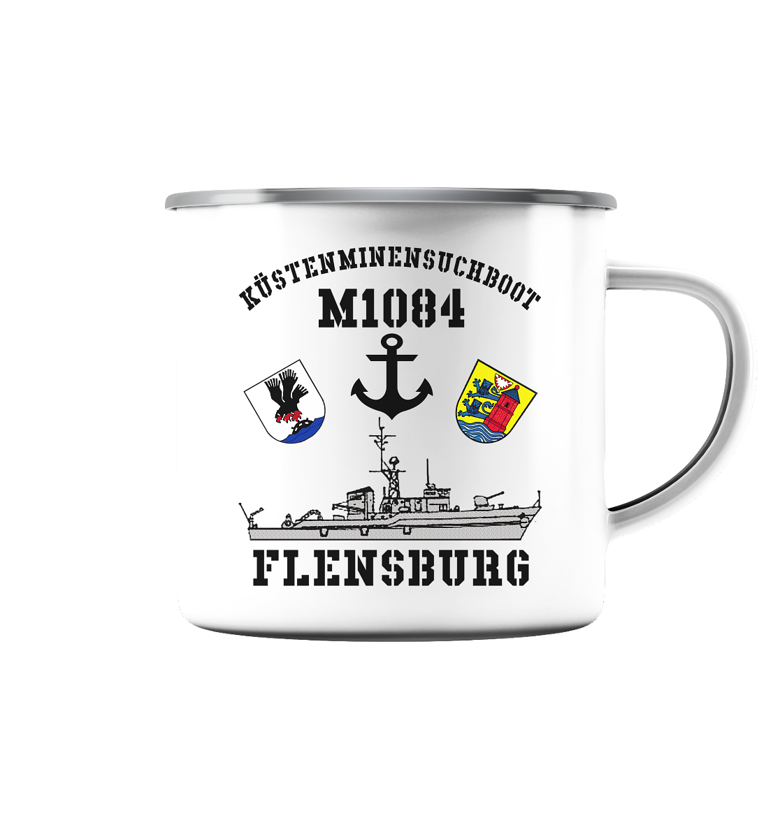 KM-Boot M1084 FLENSBURG - Emaille Tasse (Silber)