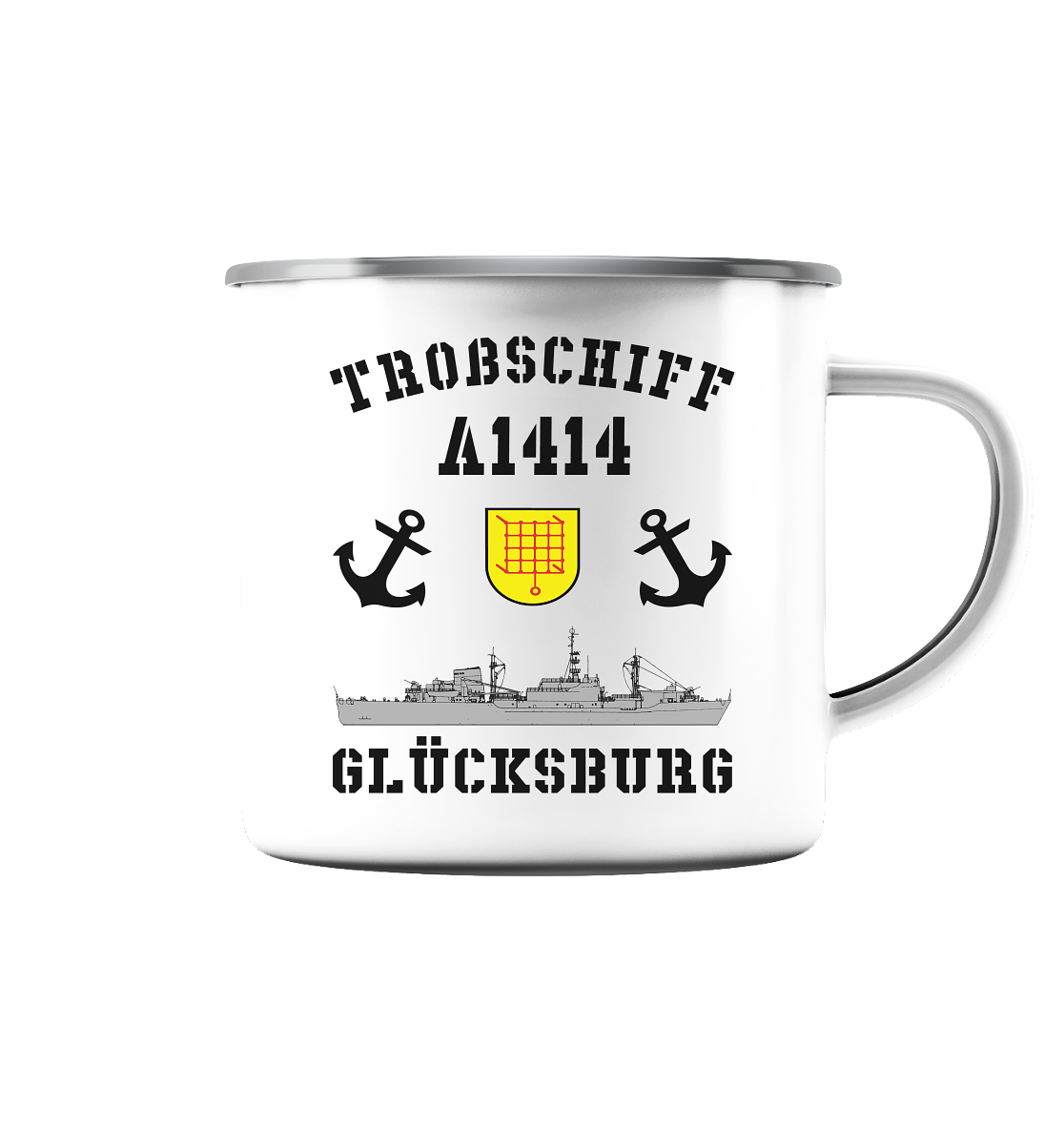 Troßschiff A1414 GLÜCKSBURG - Emaille Tasse (Silber)