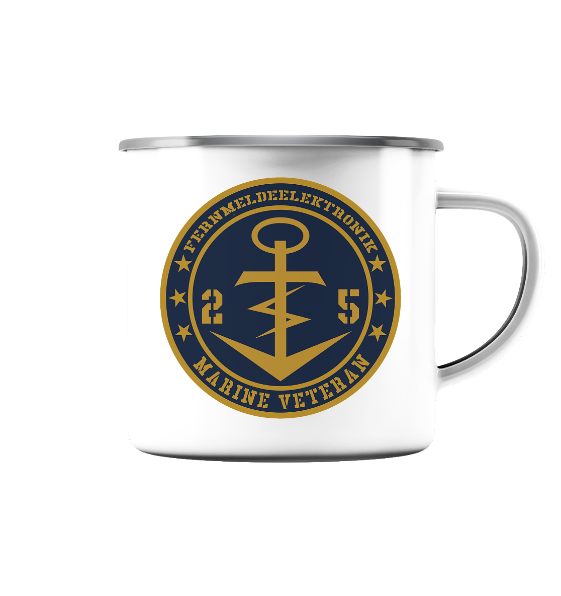 Marine Veteran 25er FERNMELDEELEKTRONIK - Emaille Tasse (Silber)