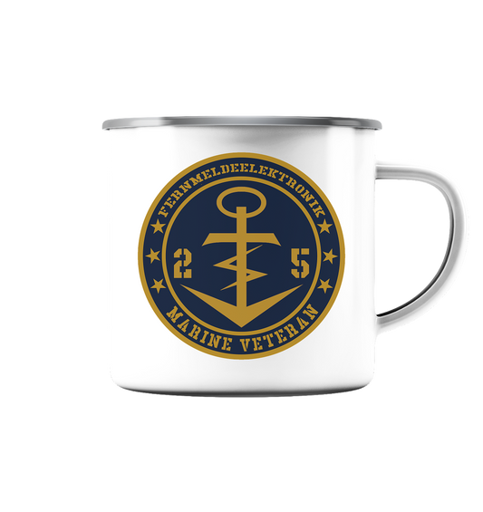 Marine Veteran 25er FERNMELDEELEKTRONIK - Emaille Tasse (Silber)