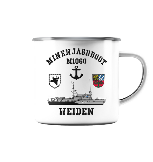 Mij.-Boot M1060 WEIDEN Anker 3.MSG - Emaille Tasse (Silber)