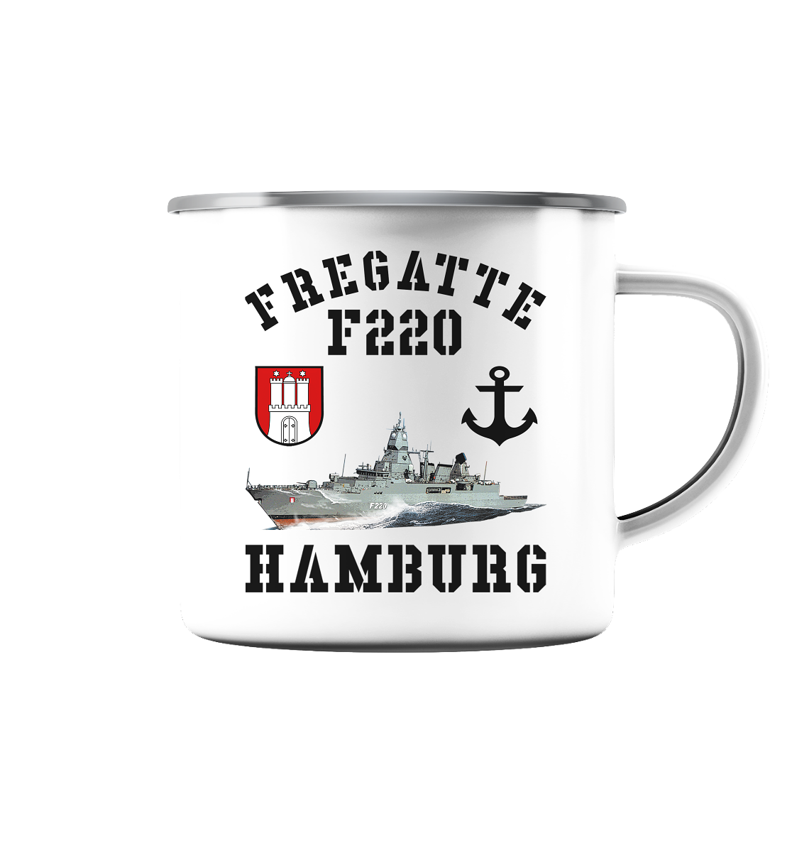 Fregatte F220 HAMBURG Anker - Emaille Tasse (Silber)