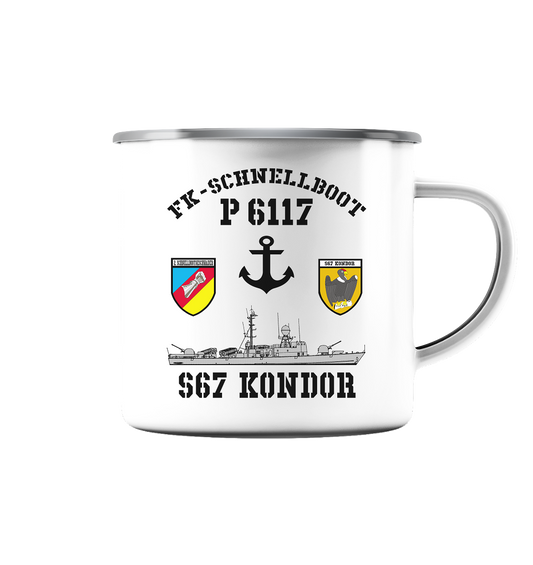 FK-Schnellboot P6117 KONDOR 2.SG Anker - Emaille Tasse (Silber)