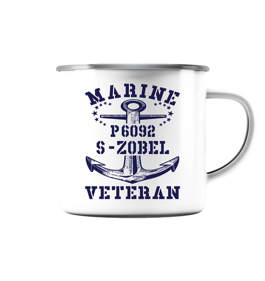 P6092 S-ZOBEL Marine Veteran - Emaille Tasse (Silber)