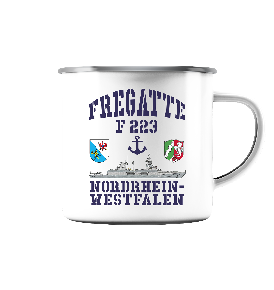 Fregatte F223 NORDRHEIN-WESTFALEN ANKER - Emaille Tasse (Silber)